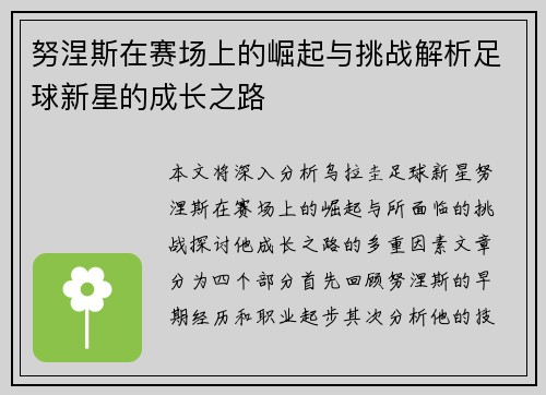 努涅斯在赛场上的崛起与挑战解析足球新星的成长之路